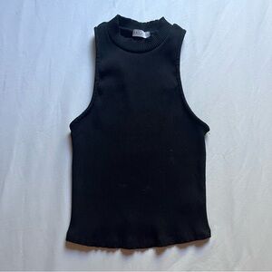 BRIAVIA black rib knit sleeveless cropped tank top
